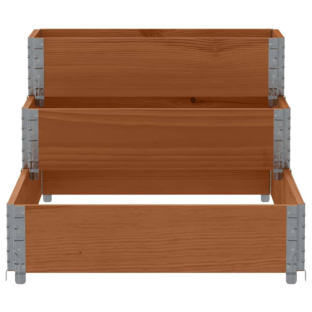 3-stufiges Hochbeet Kiefer 120×80×60,5 cm, klappbar, Braun, 20 mm Bohlen, Balkon-Garten