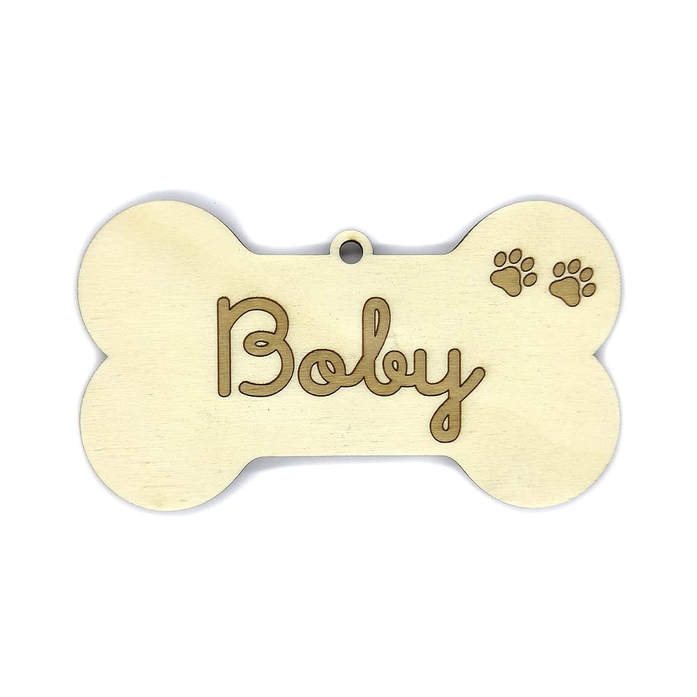 Bolas de Navidad de Madera Personalizadas para Perro y Gato | Adornos Navideños para Mascotas | Diseño con forma de Hueso | Decoraciones para Árbol de Navidad | Cordel Incluido