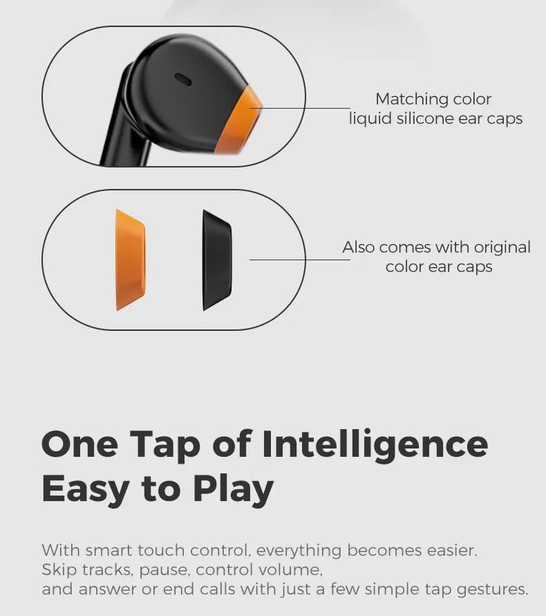 Diagram showing different ear cap options for the Real-Fit F2 earbuds.