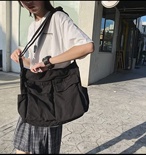 Image of Women Shoulder Bags Canvas Tote Bag Handbag Large Hobo with Pockets Work Bags for Women and Men