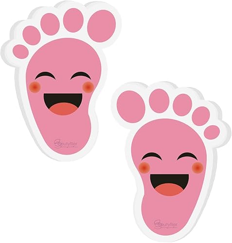 Vista 20 de Beautyflier Calcomanías amarillas de dibujos animados para niños (20 pares), material de PVC impermeable, autoadhesivo, guías de distancia social