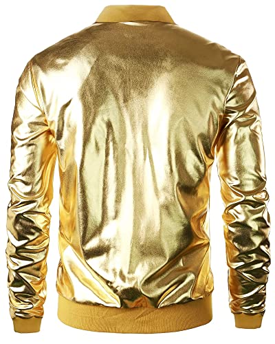 babyhealthy Men's Gold Varsity Jacket Metallic Jacket 70's Disco Bomber Jackets Christmas Party2