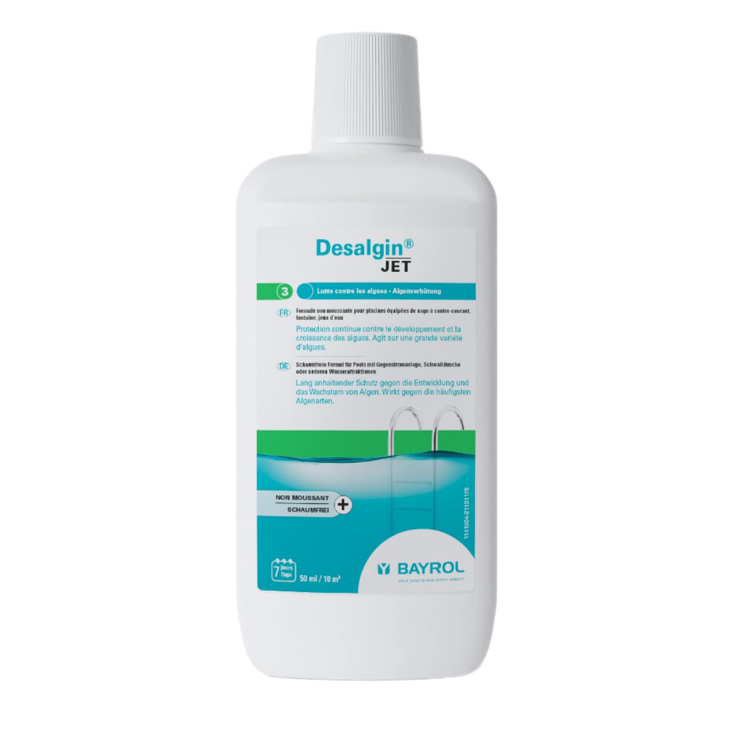 BayrolDesalgin Jet - Foam-free Algaecide - Highly Concentrated, No Chlorine and with Clarifying Effect - Prevents Algae Growth in the Pool - 1 L