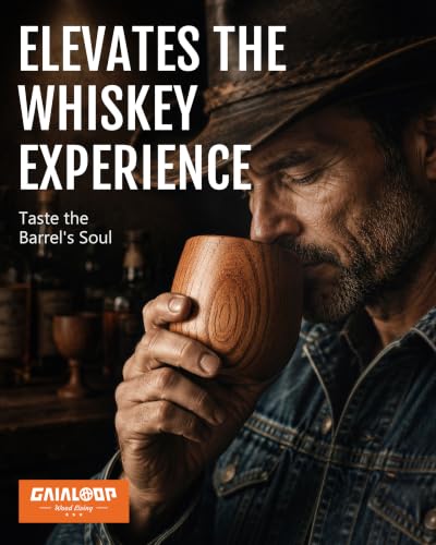 Gaialoop Charred Wooden Whiskey Glass Gift Set for Men, Smoke Wood Bourbon Cup with Whiskey Rocks & Ice Mold, Handmade Whiskey Tumbler with Coaster Lid, Cool Bourbon Gifts for Boyfriend, Dad, 2 Pack — view 2