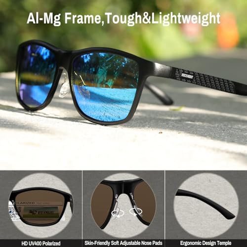 Image of ROCKNIGHT HD Polarized Driving Sunglasses UV400 Protection Lightweight Al-Mg Metal Frame Outdoor Casual 60mm