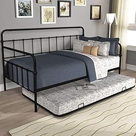 Lifeand Twin Size Metal Frame Daybed with Trundle,Heavy Duty Steel Slat Support Saving Space Bed Sofa,Bedroom Living… 51rbdfi80iL. SS280