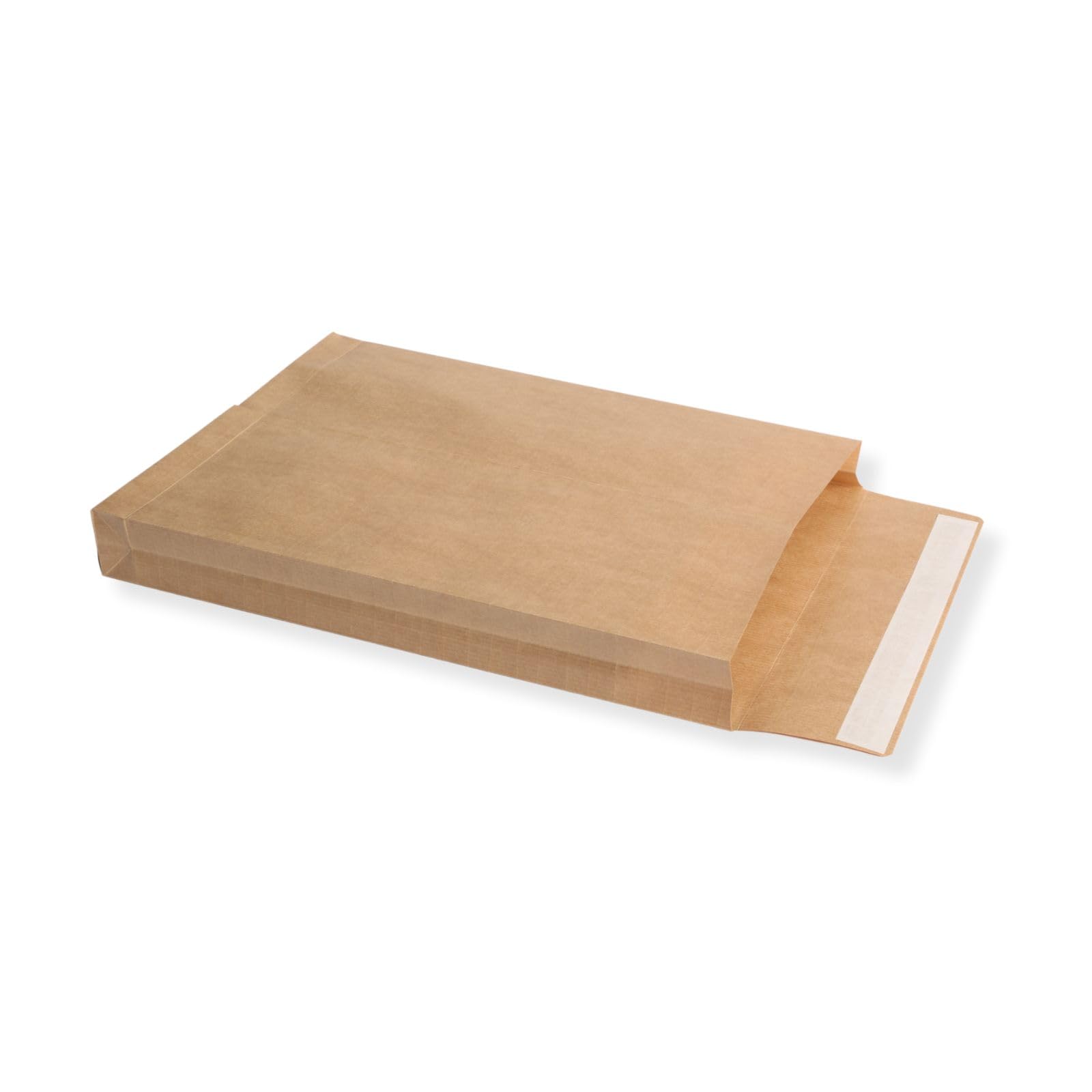 200 St. B4 Faltenversandtaschen Fadenverstärkt braun Stehboden und 40 mm Falte 130 gr. Kuvert 250x353x40 mm Haftklebend Briefumschläge HK Briefhüllen