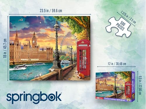 Rompecabezas Springbok London Calling de 500 piezas para adultos | Rompecabezas de viaje con piezas únicas, fabricado en EE.UU., materiales ecológicos con icónicos lugares turísticos y encanto de Londres miniatura 3