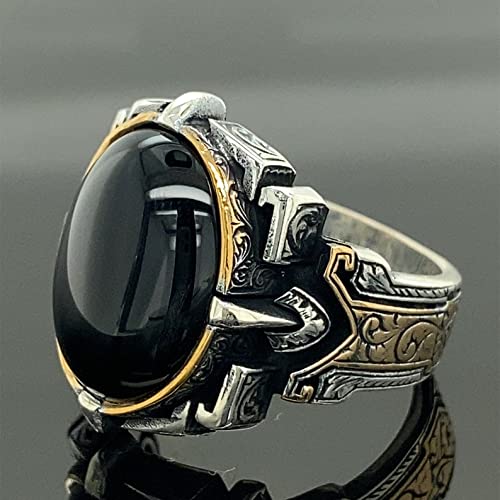 Miniatura 2 de Men Handmade Ring, Oval Onyx Stone Ring, Onyx Gemstone Ring,Ottoman Men Sterling Silver Ring, Turkısh Handmade 925k Sterling Silver Ring
