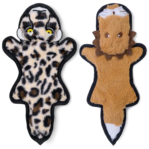 SHARLOVY No Stuffing Dog Toys Crinkle Squeaky, Long Lasting Chews for Aggressive, Durable Plush Dog Puppy Chew Toys for Teething, with 6 Tough Layers for Small Medium Large Breed