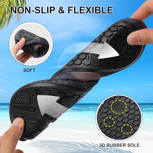 Mens Womens Water Shoes Quick Dry Barefoot Shoes Non-Slip Aqua Socks for Beach Swim Black Line3