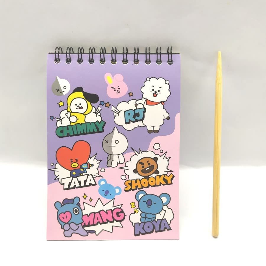 Paaroots DIY 20x14cm Size Pack of 1 Spiral Notebook Scratch Sheets Pack of 10 Sheets Theme and Stylus, for Colourful Rainbow Design Drawing for Kids, Magic Drawing Scratch Art Magic Notebook