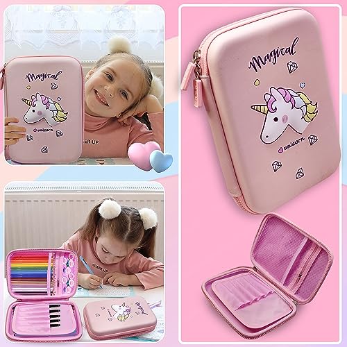 Image of FunBlast Unicorn Pouch for Girls - Pencil Box for Boys, Pen & Pencil Pouch Bag, Multi-Purpose Zipper Pencil Case, Stationary Organizer for Kids, Hardtop Canvas Pencil Case, Stylish Pencil Pouch Pink
