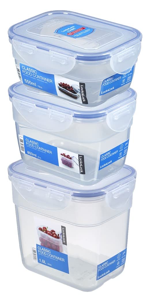 Lock & Lock zestaw pojemników na żywność 24-częściowy zestaw takich samych pokrywek (8 x 550 ml, 8 x 800 ml, 8 x 1 l), możliwość układania w stos, puste pudełko do przechowywania i wielofunkcyjne SeleXions szpatułki do drewna oliwkowego