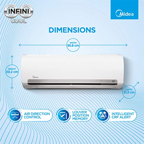 Image of Midea 1.5 Ton 3 Star Split AC (Copper, AG+ Nano Filter, 2021 Model, Santis Pro CLS R32, White)