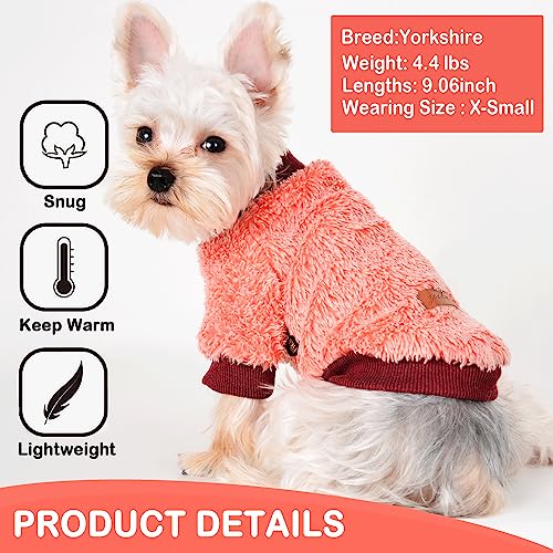 Yiikeyo Winter Dog Clothes For Small Dogs Boy Girl Yorkie Chihuahua Warm Flannel Sweater Cute Funny Pet Puppy Clothing Cat Doggie Coat Xs S M L (Large, Pink) #TOP3