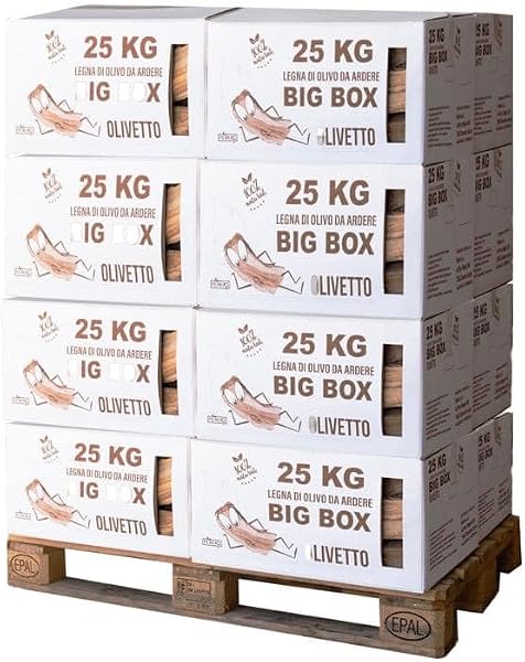 FE.MI.RO - BIG BOX 100 kg – Legna da Ardere di Ulivo per Camino, Stufa e Barbecue – 100% Ulivo, Ecologica, Pulita e Made in Italy – Scatole Impilabili per Stoccaggio Facile - 3