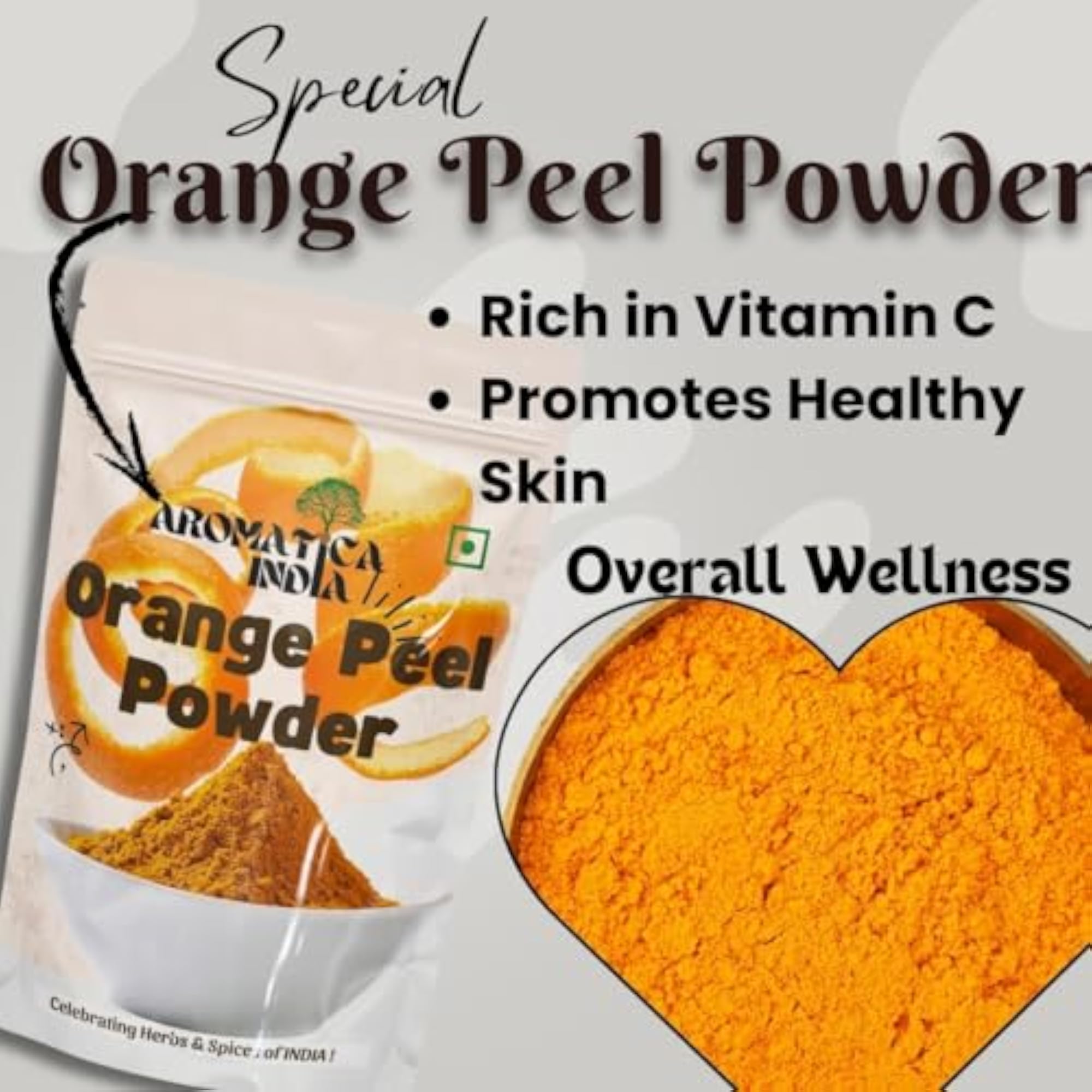 100% Pure Orange Peel Powder for Skin Brightening