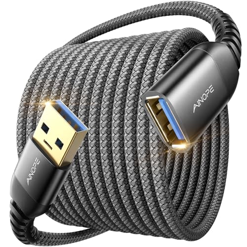 AINOPE USB Extension Cable USB Extender USB 3.0 Extension Cable Male to Female Cord High Data Transfer Compatible with Keyboard Flash Drive Hard Drive Printer Black 10FT
