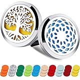 2PCS Aromatherapy Essential Oil Car Diffuser Locket with 30 Refill Pads