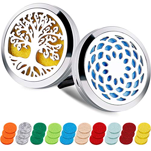 Aromatherapy Essential Oil Car Diffuser Vent Clip Car Fragrance Diffuser Locket Air Freshener Car Diffuser Vent Clip with 30 PCS Refill Pads