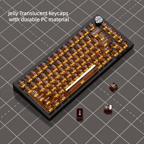 Image of dagaladoo Clear keycaps,Transparent Keyboard keycaps,Jelly Key caps Set,Shine Through keycap,MDA Profile Keyboard caps for Mx Switches Mechanical Keyboard(Brown)
