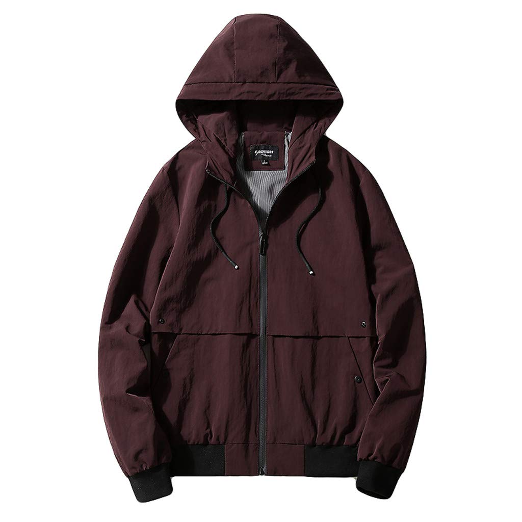 Men's Spring Autumn Fashion Casual Style Hooded Pure Color Sports Jacket Coat