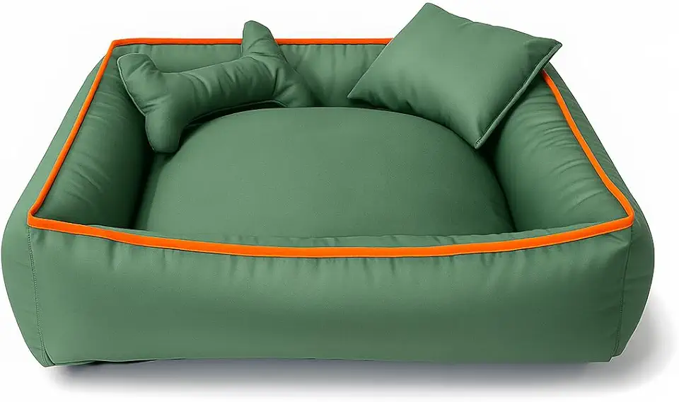 Cama Pet Média para Cachorro, Lavável, 60x60 cm, para Animais até 15kg, Muito Confortavel (Verde)