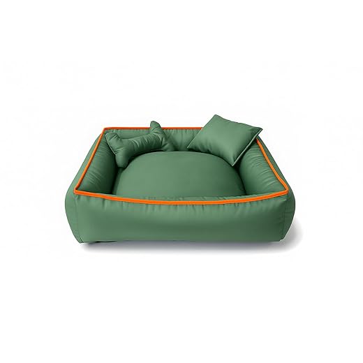 Cama Pet Média para Cachorro, Lavável, 60x60 cm, para Animais até 15kg, Muito Confortavel (Verde)