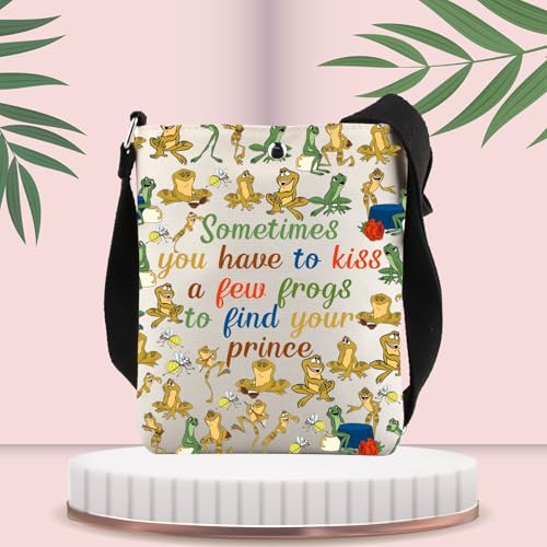 Frog Gifts Princess Tianas Crossbody Bag Sometimes You Have To Kiss A Few Frogs to Find Your Prince Sling Bucket Bag3