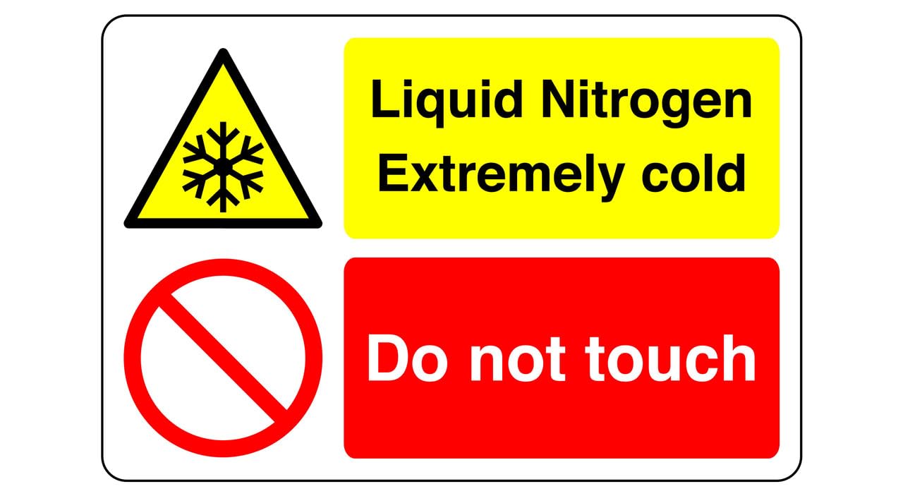 Safety First Display LTD Caution liquid nitrogen extremely cold - 1.2mm Rigid plastic for indoor/outdoor usage (600mm x 400mm) Viewing Distance within 20m.