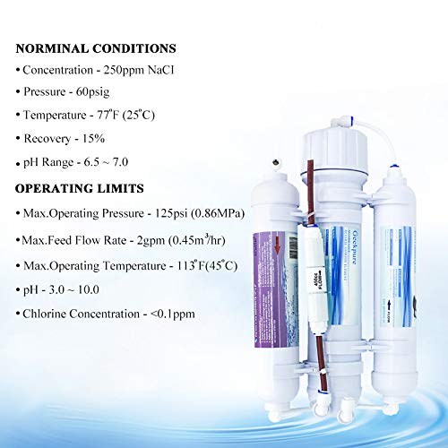 Geekpure 3 Stage Portable Aquarium Countertop Reverse Osmosis RO Drinking Water Filter System