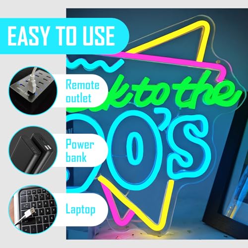 Image of Back To The 90'S Neon Sign for Wall Decor Led neon Signs for 90'S Party Decor Back to The 90's Neon Light sign 90's Background wall Decor light up sign for Home Recreation Room Hotel