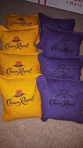 Crown Royal Cornhole Bags Set of 8 Tournament Regulation Bags, Strong and Durable, Double Stitched