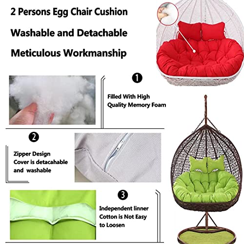 MBVBN Egg Chair Cushion 52 inch, Double Hanging Wicker Rattan Egg Swing Cushion Replacement, 2 Person Hanging Egg Hammock Chair Washable, Sun-Resistant and Waterproof Grey MBVBN Egg Chair Cushion 52 inch, Double Hanging Wicker Rattan Egg Swing Cushion Replacement, 2 Person Hanging Egg Hammock Chair Washable, Sun-Resistant and Waterproof Grey