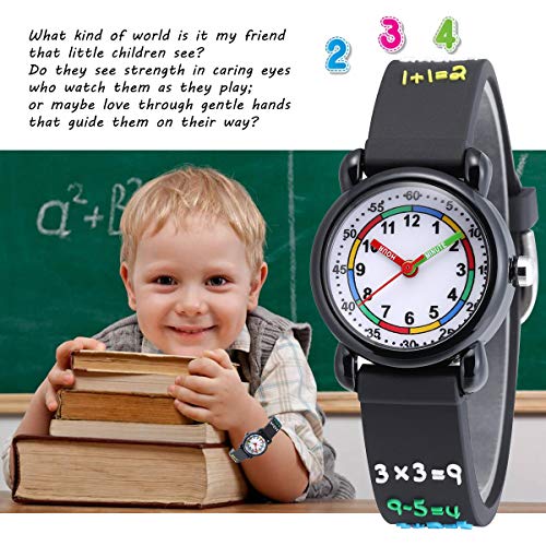 Image of Jewtme Cute Toddler Children Kids Watches Ages 3-8 Analog Time Teacher 3D Silicone Band Cartoon Watch for Little Girls Boys