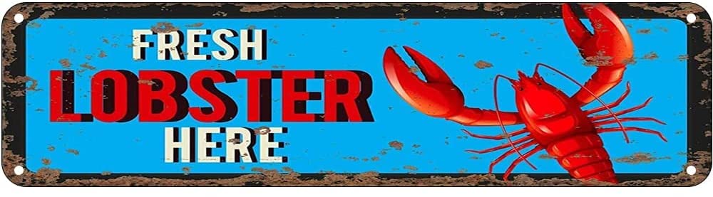 Fresh Lobster Retro Tin Signs Aluminum Metal Sign for Kitchen Home Garden Wall Bar Cafe Decor 4x16 Inch