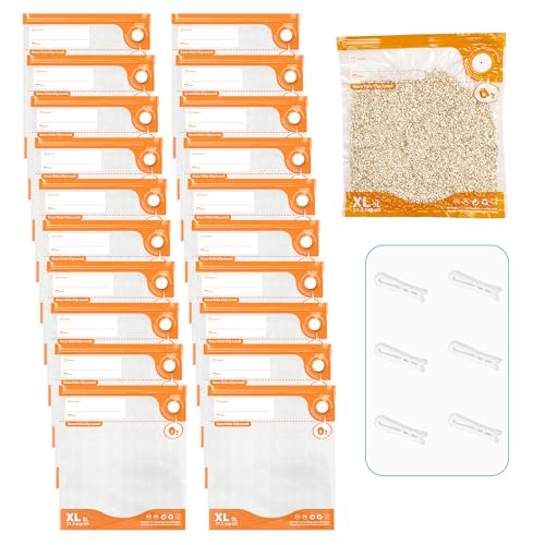 Image of Vacuum Sealer Kit, Reusable Sous Vide Bags-20 Food Storage Bags 11.8 inchx13.4 inch | Domsanistor Airtight Bags PA+PE Material, Ideal for Cooking, Meal Prep Long-Term Freshness, 6 Clips