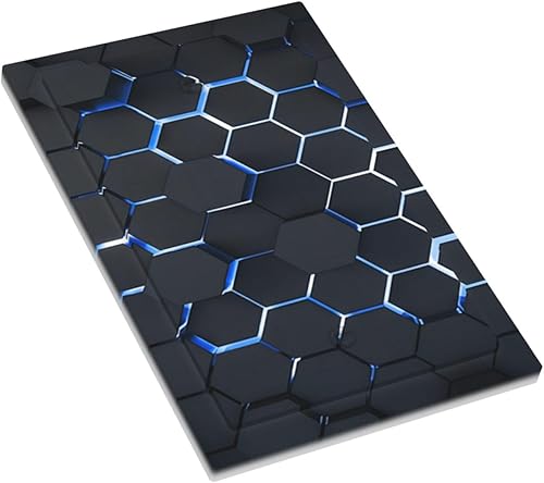 Miniatura 3 de Placas de pared modernas abstractas 3D con impresión hexagonal en blanco, decorativas, sin dispositivo, placa frontal con formas negras, cubierta de
