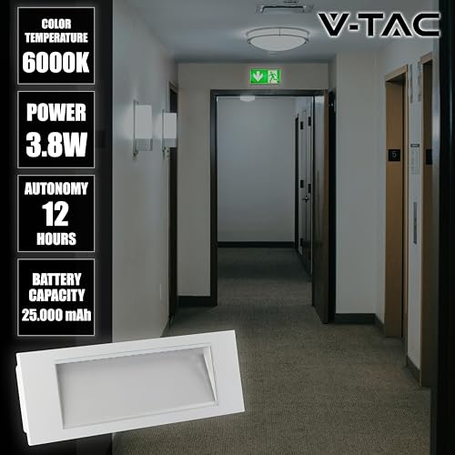 Lámpara LED de emergencia empotrable de 3,8W con luz blanca de 6000K 5