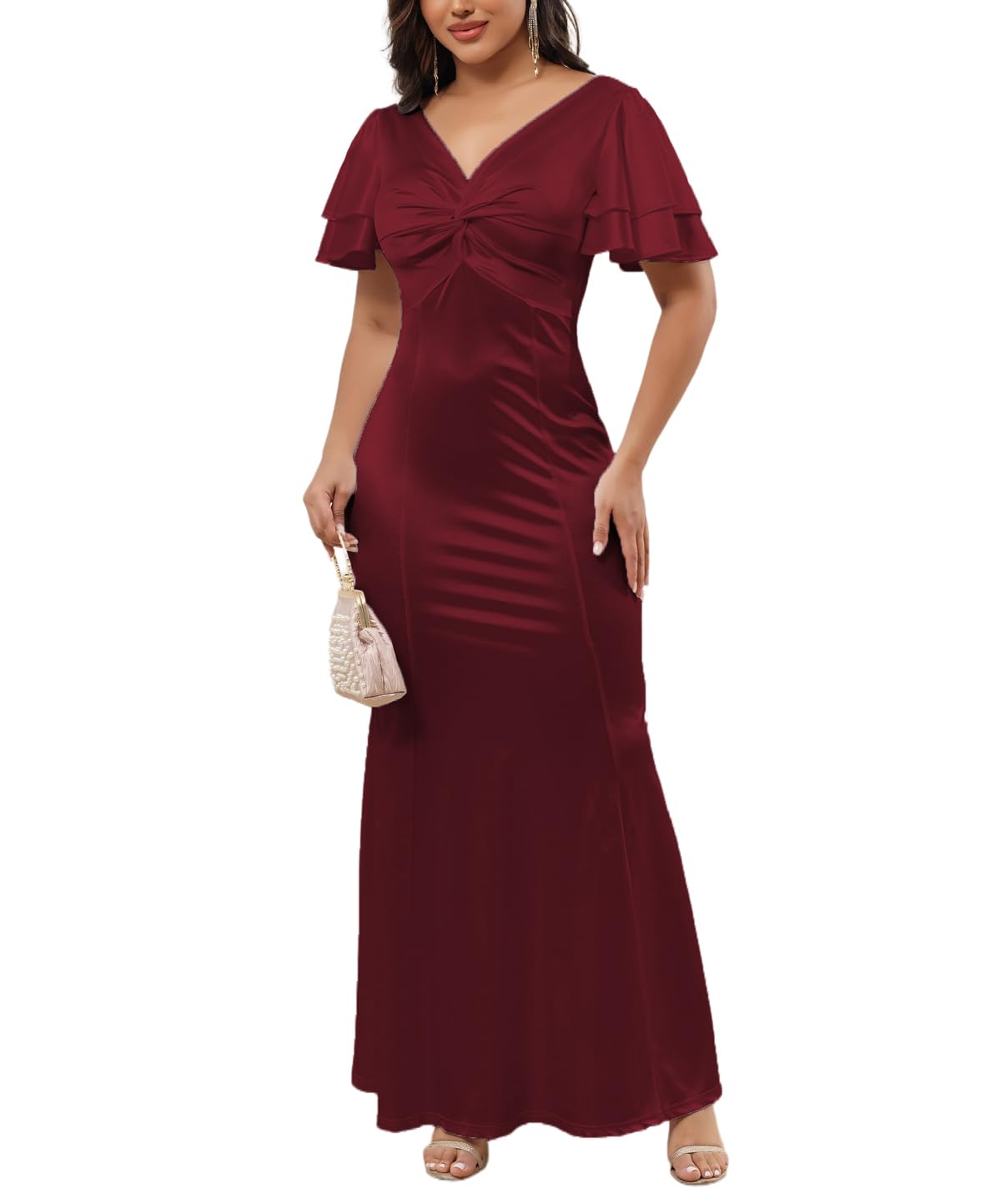 Women's Classic Bodycon Wedding Guest Dress Formal Cocktail Party Evening Gown