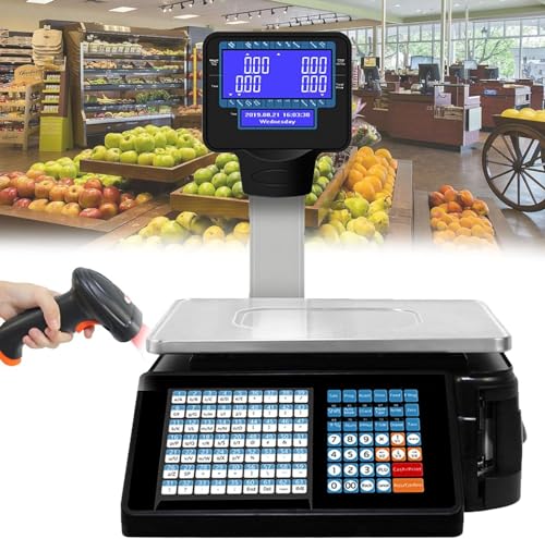 Báscula digital comercial con impresora térmica y doble display miniatura 1