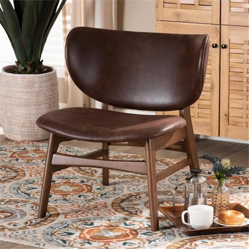 Sillón moderno marrón con efecto cuero sintético miniatura 2