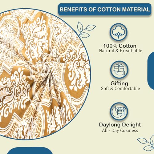 Image of Kuber Industries Cotton 160 TC Double Bedsheet With 2 Pillow Covers | Machine Washable Soft Bedsheet For Living Room, Home & Hotels | Flower Heritage - Brown