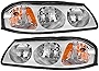 AUTOSAVER88 Headlight Assembly Compatible with 2000-2005 Chevy Impala OE Style Replacement Headlamps Chrome Housing Amber Reflector Clear Lens