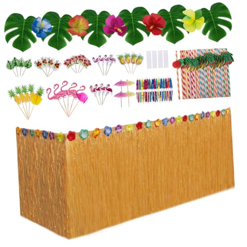 NAMOARLY 116pcs Luau Party Supplies Hawaiian Decorations for Adults Beach Party Decorations Set Paper Straws