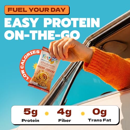 Image of Festive Chickpea Hearts - Crunchy Nacho Cheese Garbanzo Beans - Husk-Free Roasted Chickpea Snacks - Vegan Snacks with 5g Protein Per Serving Plant Based, Halal, Gluten Free, Dairy Free - 1oz 12 Pack