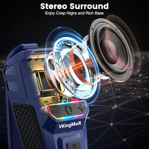 Image of Wearable Bluetooth Speaker, Clip-On Portable Speaker with Built-in Mics Hands-Free Music and Calls for Hiking /Biking, portable bluetooth speakers with LED Light, 15H Battery Life Speakers(Blue)