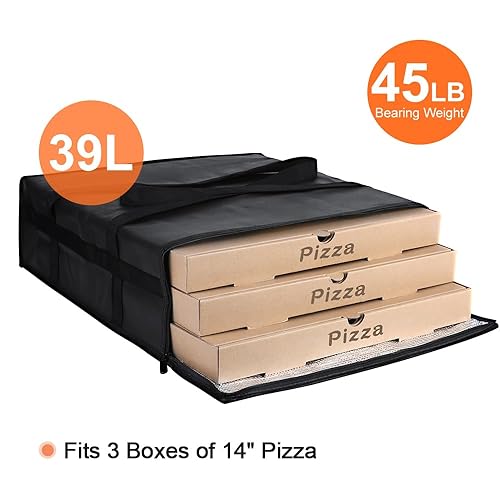 Miniatura 4 de Bolsa de entrega de pizza aislada para llevar caliente, calentador de transporte de 20 x 20 x 6 pulgadas, bolsa aislada para entrega de alimentos