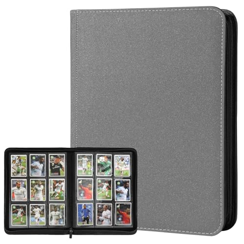 Trading Card Binder 9 Pocket, GERMUN PU Cover Card Binder for 540 Cards, Premium Trading Card Collection Binder, Double Sided Pocket Card Album for MTG, TCG (Grey)